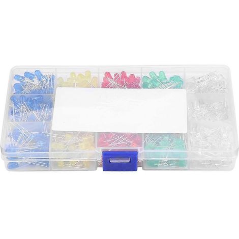 500 Stück 5 mm LED-Lichtsortiment (Rot, Gelb, Blau, Grün, Weiß)