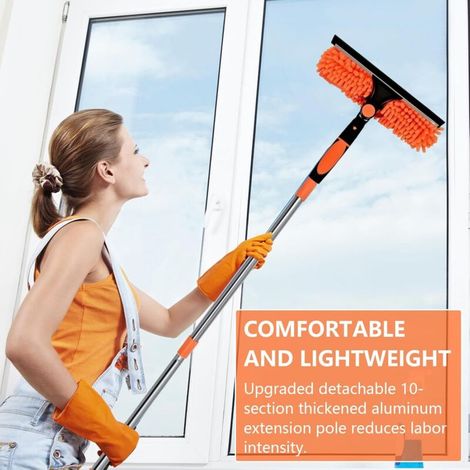 4,3M Lave-Vitres TéLescopique avec Manche Long 2 en 1 Kit De Nettoyage Professionnel pour Vitres avec Grattoir Et Chiffon De Nettoyage pour FenêTres Hautes Les Murs Et Les Voitures (1/4)