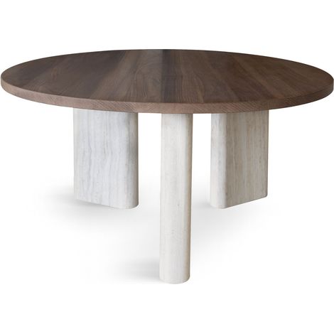 Table basse ronde effet travertin, AMBER