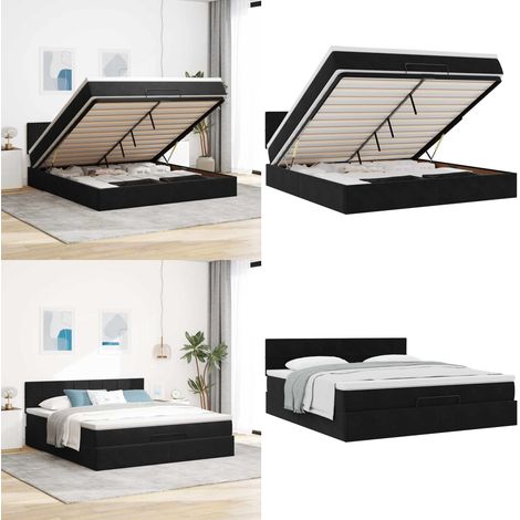 vidaXL Ottoman-Bett mit Matratze Schwarz 160x200 cm Samt (1/5)