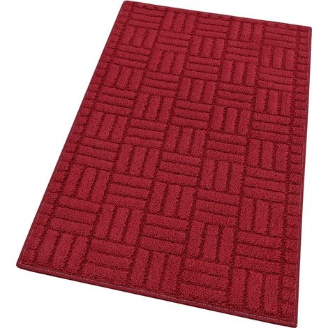 Tappeto Cucina Super Assorbente Tessitura 3D Tinta Unita Minimalista Moderno Bordeaux - 50x80 Cm (1/4)