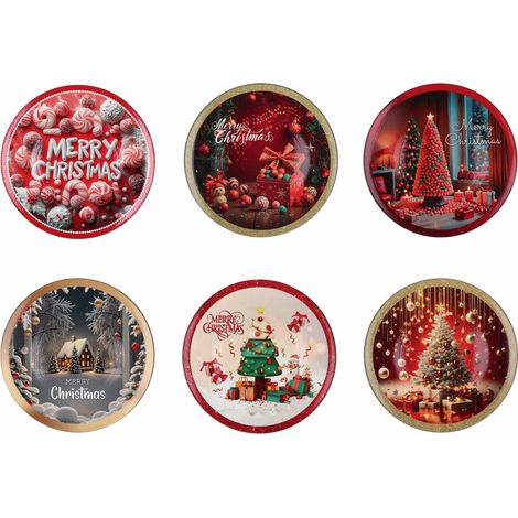 Regalo Italiano Sottopiatto Merry Christmas Natale Tondo Plastica D 33 Cm Ass. Multicolor 1 Pz