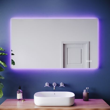 SONNI Badspiegel mit Beleuchtung mit Bluetooth, Quadrat Anti-Beschlag LED Badezimmerspiegel mit 3 Lichtfarben und Memory-Funktion, 1200 x 700 mm
