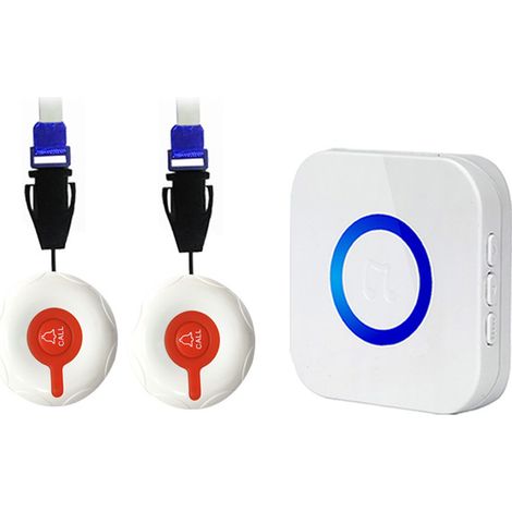 Système d'appel intelligent longue distance avec cordon pour aidants familiaux, 4 niveaux de volume, pour personnes âgées, blanc, prise UE, 2 boutons d'appel, 1 récepteur (1/5)