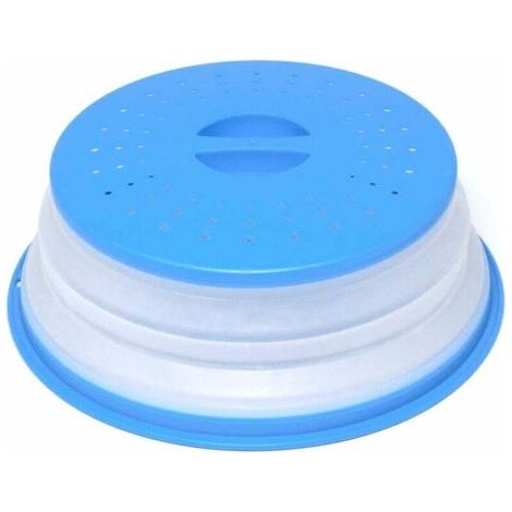 QORVA-Cloche Micro Ondes- Couvercle Pliable Couverture de Protection Anti-éclaboussures Passoire pour Fruits et Légumes sans BPA et Non Toxique (Bleu)-Fei Yu (1/4)