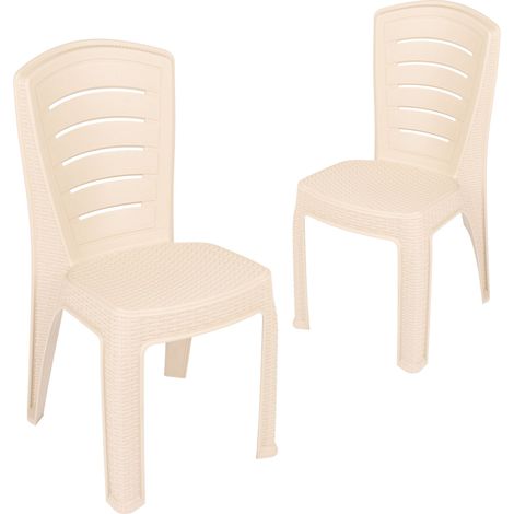 Garronda Lot de 2 Chaises de Jardin Extérieur Empilables Beige GD-0270 (1/5)