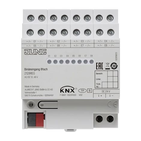 Jung Ingresso binario KNX 8 volte, REG, 4 TE 2128 REG