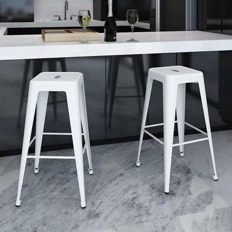 vidaXL Taburetes de cocina 2 unidades acero blancos (1/5)