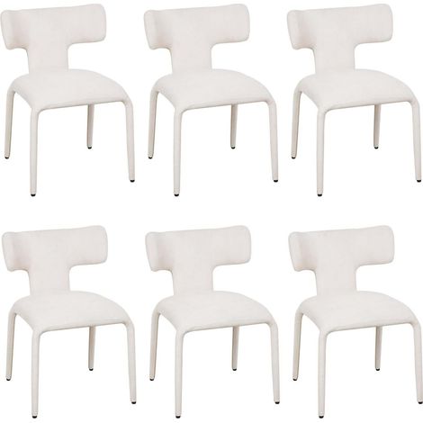 WOLTU Set di 6 Sedie da Pranzo in Lino Colorato Sedie da Cucina Moderne con Gambe in Metallo per Soggiorno, Colore Albicocca