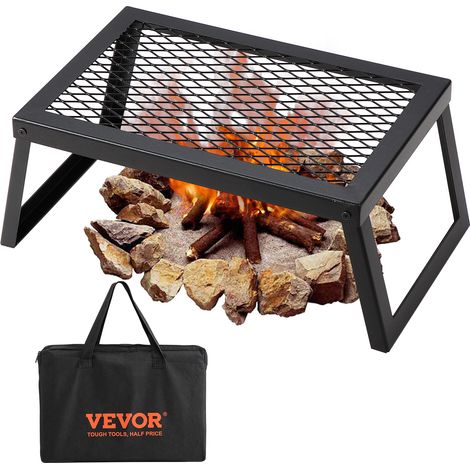 VEVOR Parrilla Plegable para Fogata 458x305x205mm Parrilla Portátil de Acero para Fuego de Campamento Equipo de Cocina para Fogata con Bolsa de Transporte con Patas Parrilla para Cocinar al Aire Libre