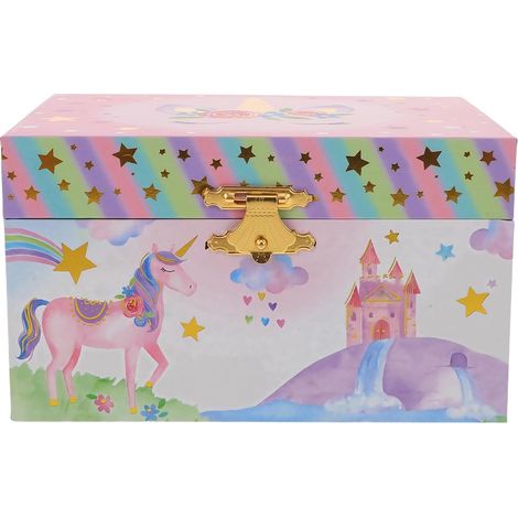 Boîte à Musique à Bijoux Licorne pour Fille en Bois et Métal, Coffret Musical Multifonctionnel, Présent pour Nouvel An et Chambre D'garçon et Filles (1/5)