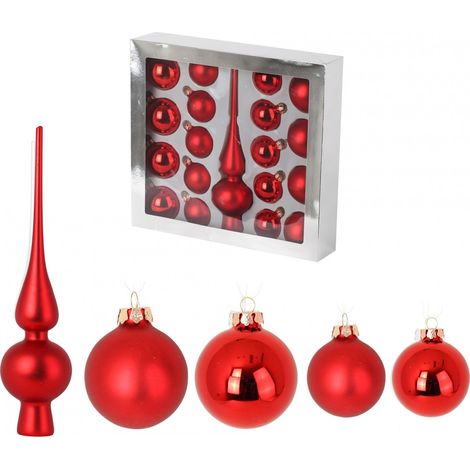 Kit de 19 Boules de Noel rouge
