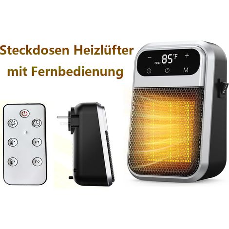 Chauffage Électrique sur Prise 1200W Télécommande Protection Surchauffe Minuterie 12H pour Chambre Bureau, Gain de Place (1/5)