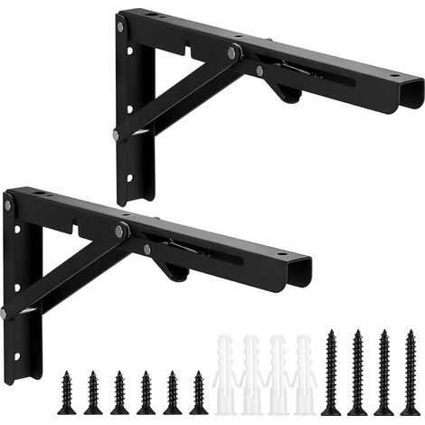 Pièces Équerre Support Etagere Pliante, Support Console Pliable, Supports d'étagères d'angle Pliants Charge Lourds, Support Console Equerre Etagere Rétractable pour Garage, Cuisine, Chambre (30cm) (1/5)