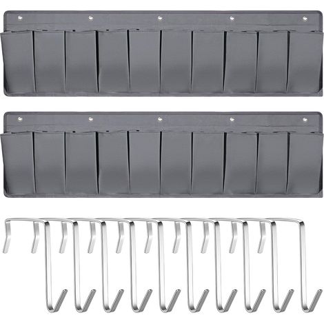 Ensemble de sacs à chaussures, organisateur de rangement pour chaussures, sacs à chaussures suspendus de 112 cm (44,1 pouces), sacs de rangement de chevet avec 10 crochets robustes (1/5)