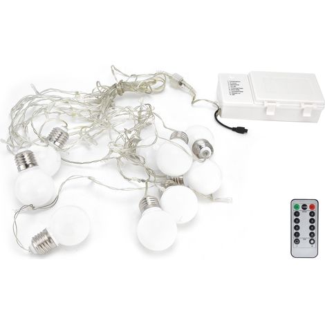 60LED G50 guirlande lumineuse extérieure pour porche, télécommande, 8 modes d'éclairage, IP45 étanche, alimentée par batterie, ampoules LED pour terrasse (1/5)