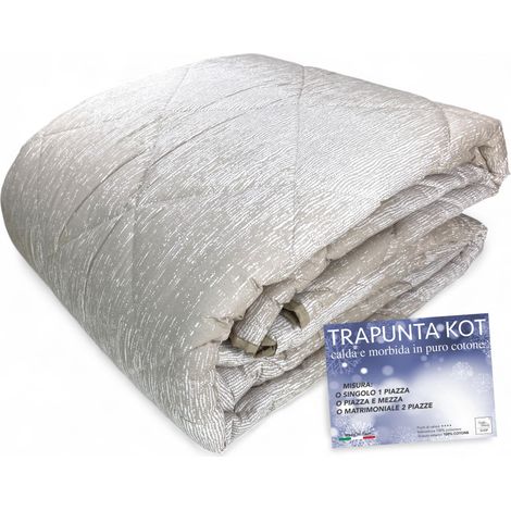 Kot Beige Bubbles Quilt - Couvre-lit d'hiver en pur coton - Fabriqué en Italie, rembourrage hypoallergénique cm. 260x270
