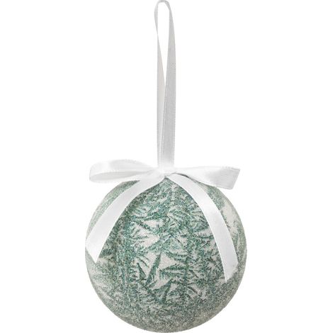 Déco Sapin Boule de Noël D 7.5 cm Blanc et Vert effet givré - Feeric Christmas