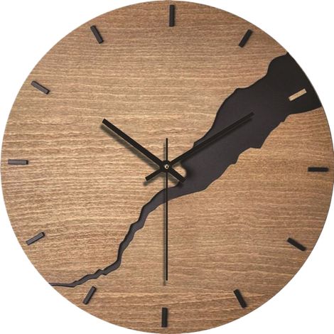 【Maison connectée】Horloge murale silencieuse en bois, style moderne, pour bureau, salon, cuisine, école ou chambre d'enfant (30 cm) (1/5)