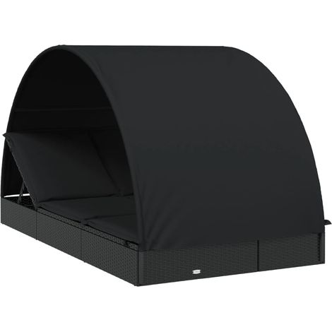 Transat 2 places avec toit rond noir 211x112x140 (1/5)