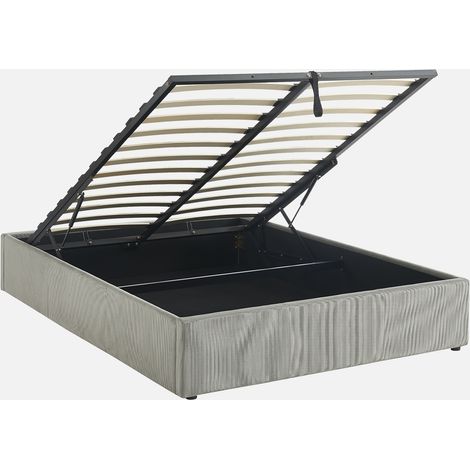 Struttura letto con contenitore e rete a doghe 140x190cm, imbottita coste fini