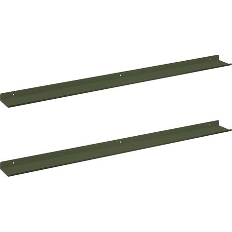 Estante flotante 2 pcs Verde Oliva 100 x 9 x 2,5 cm Acero vidaXL