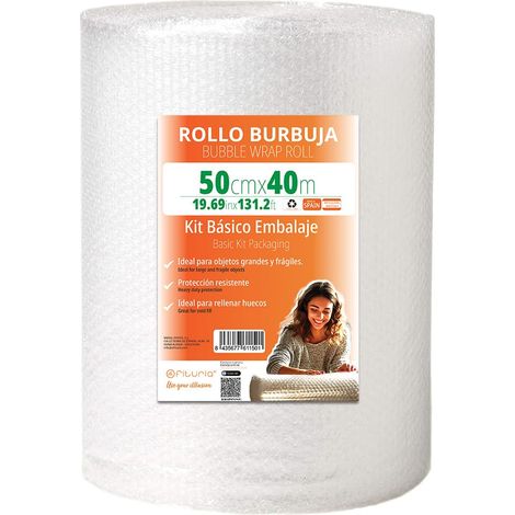 Papier Bulles Emballage 50cm x 40m – Kit de Base Rouleau Film Bulles Transparent pour Protection Colis – Papier Bulle Résistant Maison et Expéditions (1/5)