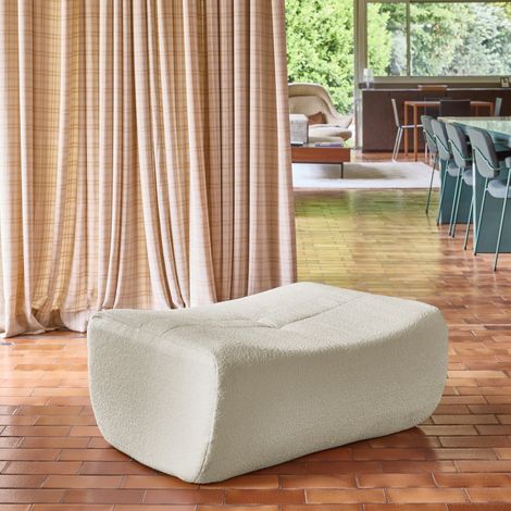 Pouf. repose-pieds pour chauffeuse Sokol bouclette texturée blanc - Sokol (1/5)