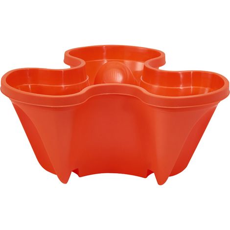 Maceta vertical apilable – Maceta 3D con 3 pétalos para fresas y verduras – PP rojo ladrillo – Sistema de drenaje extraíble (1/5)