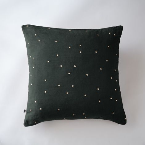 Taie d'oreiller Pois Doré Déco "Gaïa Chic" 60 x 60 cm & 50 x 70 cm "Gaze de Coton" l'Effet Papillon - Gaia Chic Sapin - Taie d'oreiller 60 x 60 cm