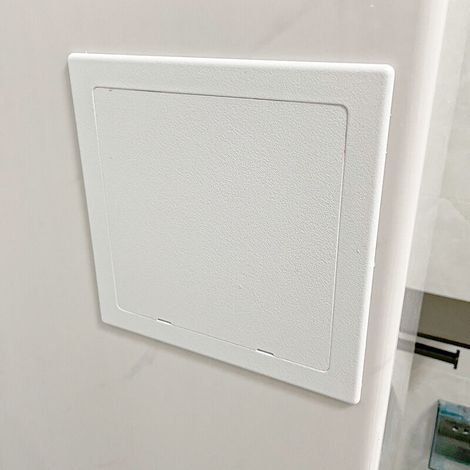 Panneau d'accès en plastique pour porte 200 mm x 200 mm – Plaque de recouvrement blanche pour le volet d'ouverture – Loquet de porte – Charnière invisible – Porte amovible – Surface lisse et peignable