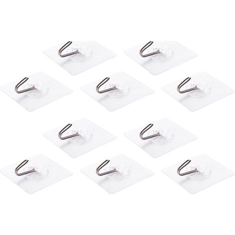 Ganci adesivi da parete riutilizzabili, impermeabili e resistenti all'olio, 10 pezzi (trasparenti)