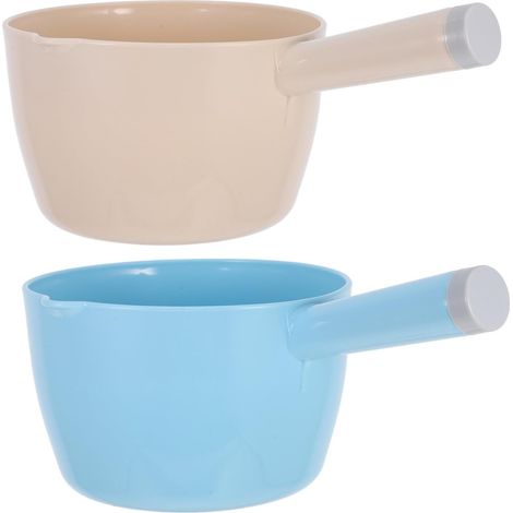 Ensemble 2 louches, petites cuillères à eau en plastique, bleues et beiges, ménagers pour arroser et préparer les aliments (1/5)