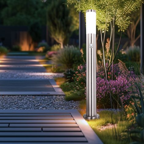 Steh Lampe Bewegungsmelder Garten Terrassen Beleuchtung Edelstahl Außen Leuchte silber V-TAC 8960