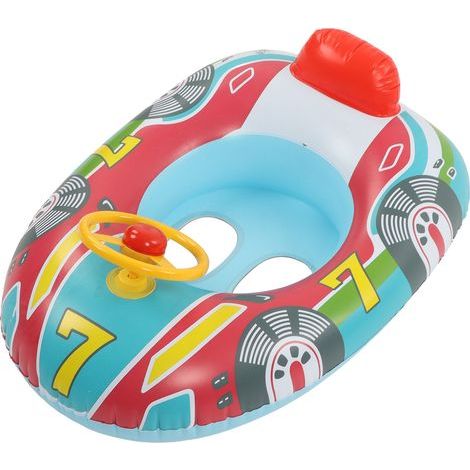 Aufblasbares Yachtboot, auslaufsicheres PVC, mit Beinöffnungen, ideal für Kinderpools, zum Schwimmen im Sommer, blauer Hintergrund (1/5)