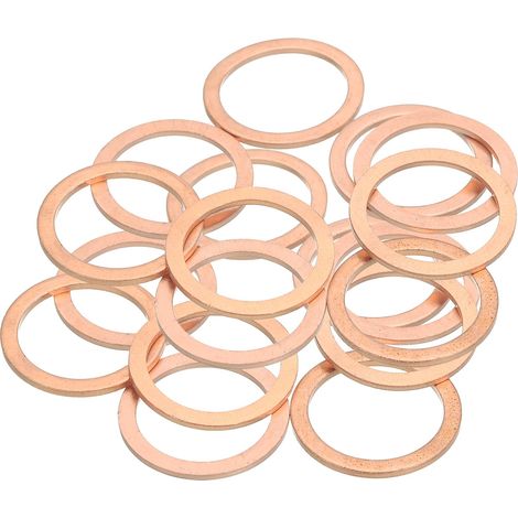 18Pcs Rondelle Métal Plate, M22 Rondelles Cuivre Joint, 22mm DI, 28mm DE, 1.5mm Épaisseur D'Étanchéité Cuivre Kit Écrasable Assortiment Pour Boulons Vis Réparation Mécanique (1/5)