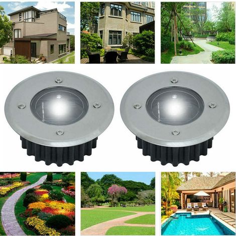 Lot 6 lampes solaires encastrées rondes – Diamètre 85mm inox, 8h autonomie – Éclairage extérieur résistant