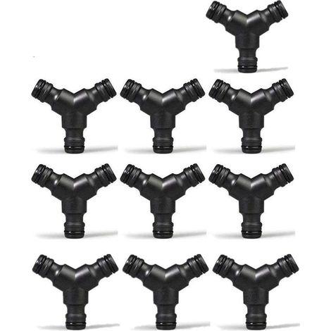 Lot de 10 raccords de dérivation en Y pour tuyau d'arrosage - Séparateur de tuyau en plastique (3 voies) (1/5)