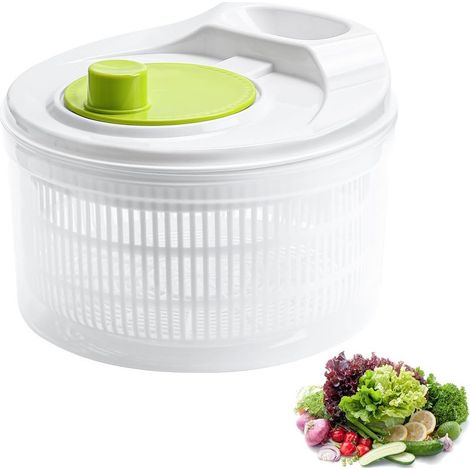 Essoreuse à salade 3 L avec manivelle, panier et couvercle, laveur de fruits et légumes, accessoire de cuisine pratique (1/5)