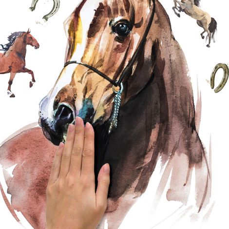 Stickers Muraux Géants Chevaux Sauvages à l'aquarelle