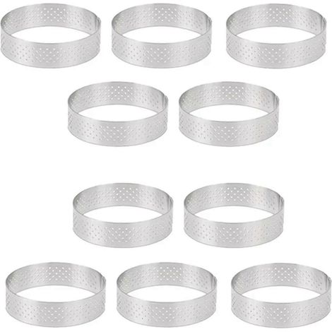 Cercle à tarte circulaire en acier inoxydable, moule à gâteau perforé, outil de pâtisserie, cercle à mousse (1/5)