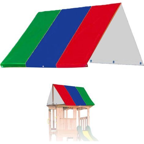 Mixed colors red, blue and green, replacement canopy for playground, Oxford fabric play canopy 132x228cm, waterproof swing cover for sun protection, cover (1/5)