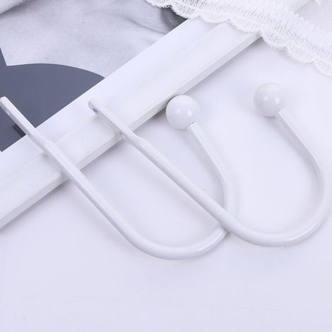 Set of 2 metal curtain tiebacks, white curtain tiebacks, wall-mounted, U-shaped curtain tiebacks, curtain hooks, decorative curtain tiebacks (1/4)