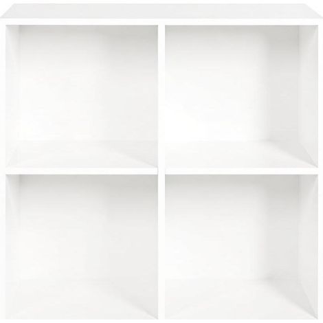 Libreria a cubi aperta a 4 vani bianca in legno ingegnerizzato MODENUIT (1/5)