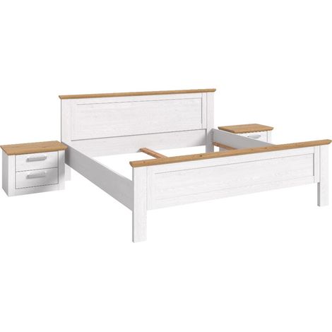 Verona Schlafzimmer-Set Bett 180x200 cm, 2 Nachttische sibirische Lärche Dekor, Eiche Dekor. (1/3)