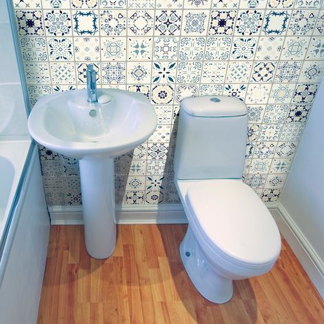 Sticker Mural Carrelage adhésif Cuisine Salle de Bain - 30 STICKERS CARREAUX DE CIMENT AZULEJOS BENEDETTO - 30stickers10x10cm (1/5)