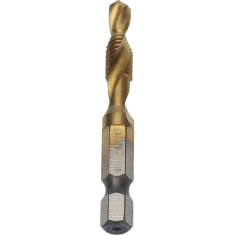 Foret taraudeur à queue hexagonale revêtu de titane, combiné pour vis métriques et bois M6 (1/5)