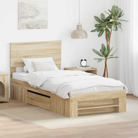 Estructura de cama con cabecera Roble Sonoma 90 x 200 cm vidaXL (1/5)