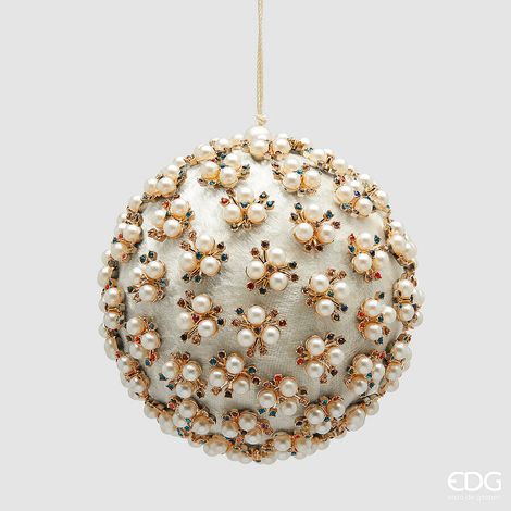 EDG Enzo De Gasperi Addobbo Palla di Natale Elizabeth D 12 Cm White