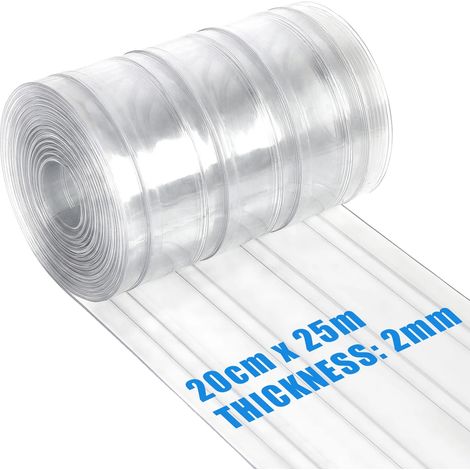 Cortina de vinilo, longitud personalizable, resistente a la temperatura, 0,2 m de ancho x 25 m de largo. (1/2)